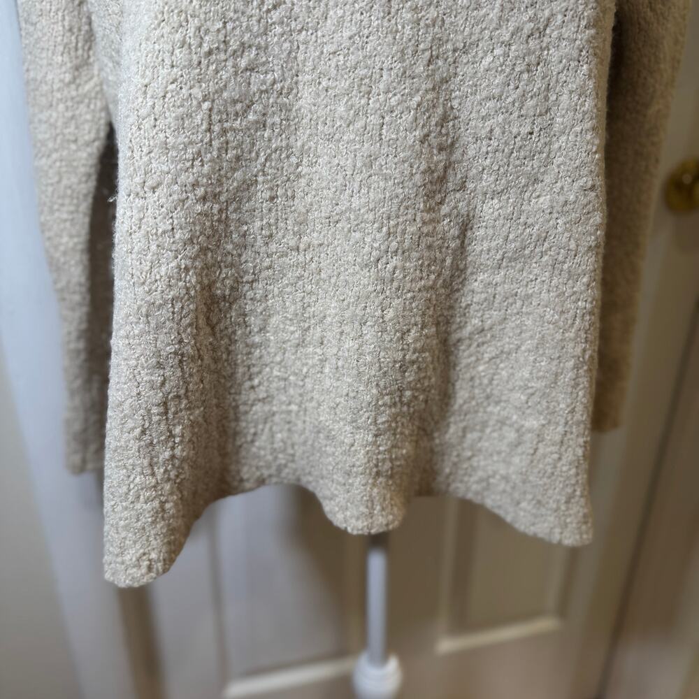 PureJill  Boucle Crew Neck Wool Blend Oatmeal Sweater Size Large - Picture 3 of 8